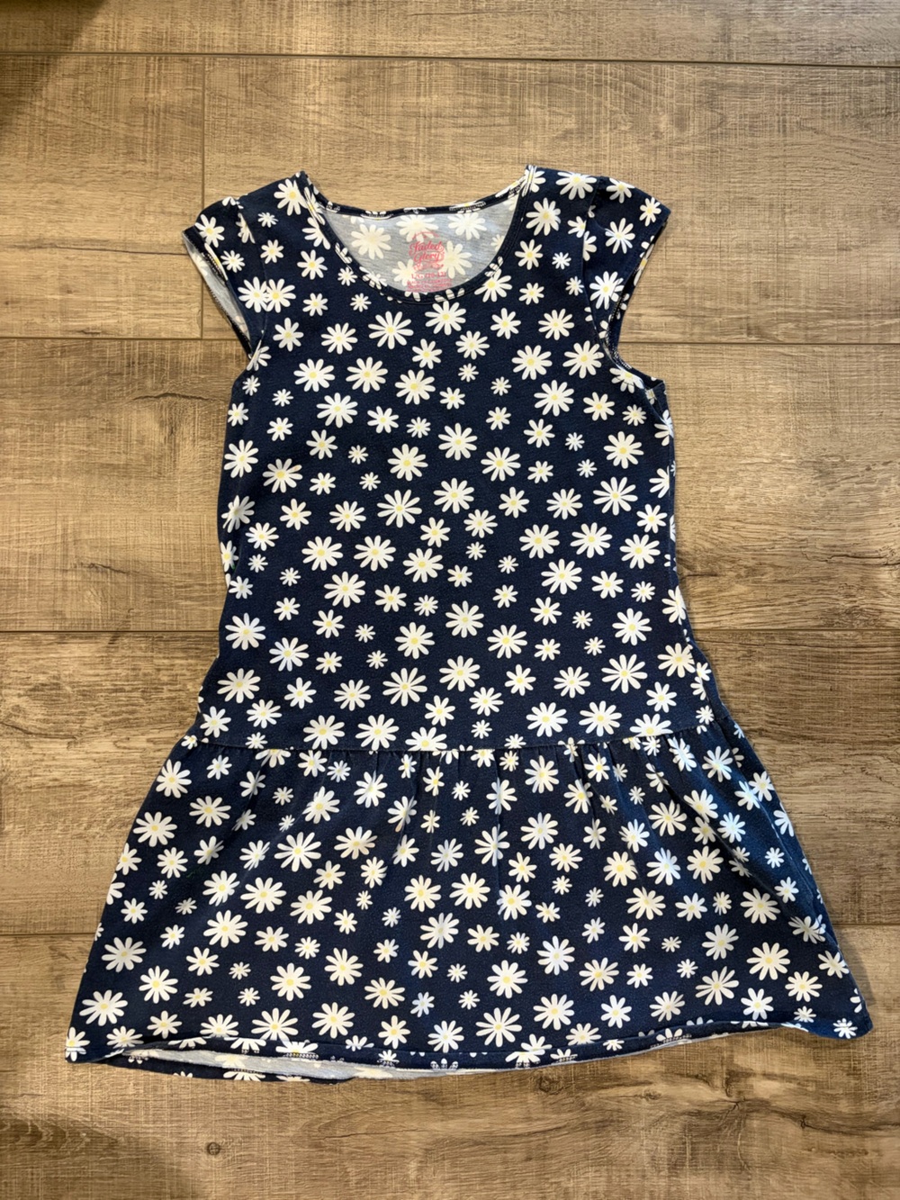 Faded Glory Navy Floral Daisy Knit Dress